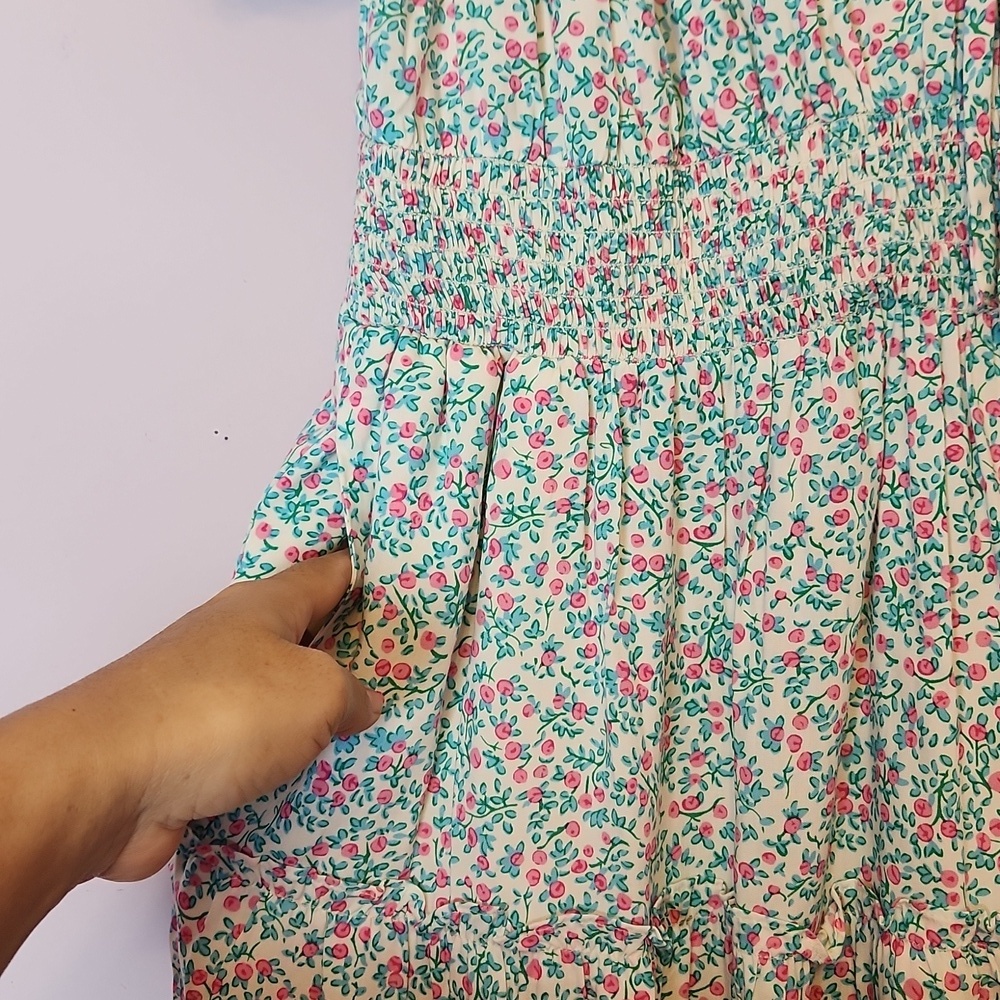 J. CREW Puff Sleeve Ditsy Tiered Midi Ruffle Floral Dress, size 6 - Picture 5 of 14